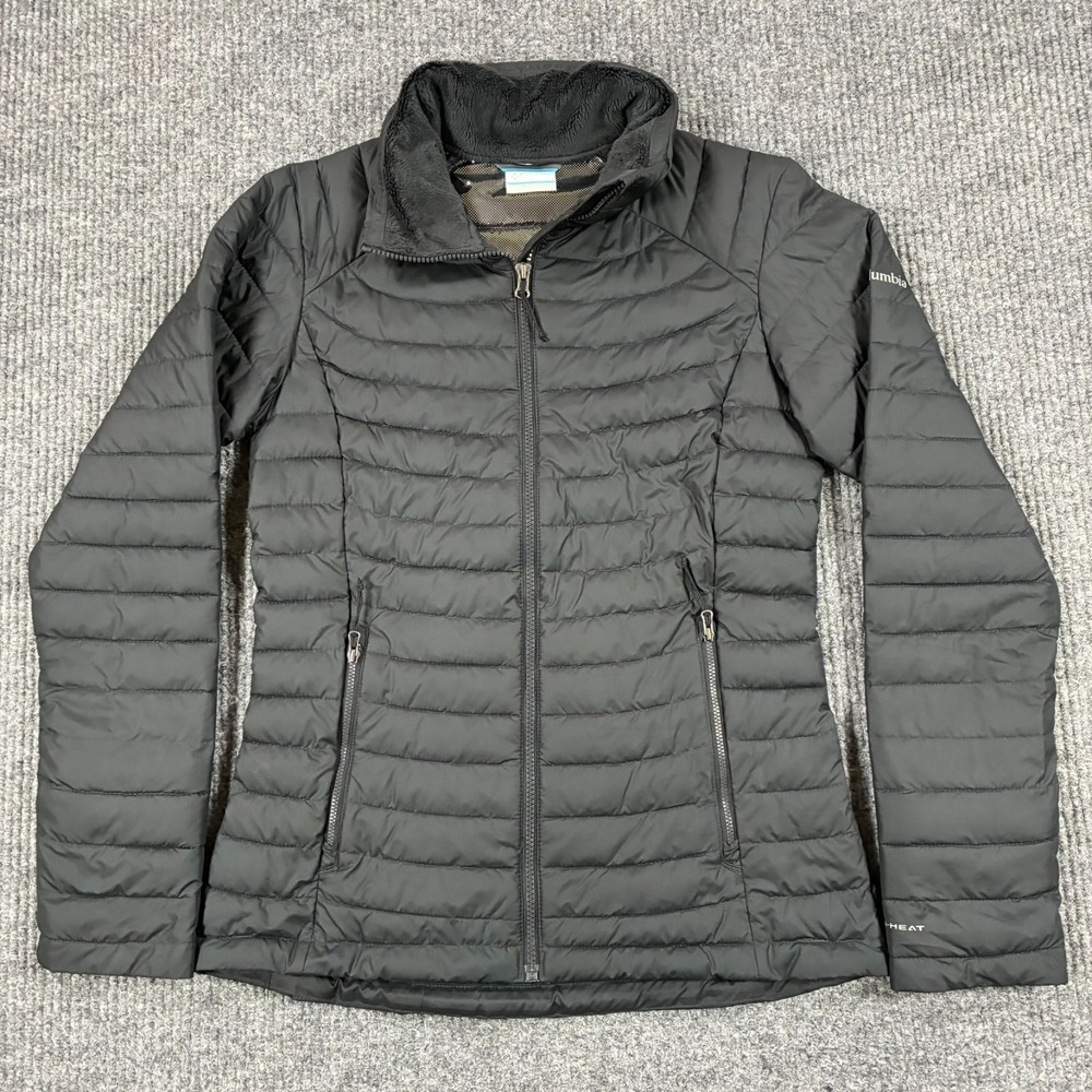 Columbia Womens Small Black Omni Heat Insulated Puffer Jacket Full Zip